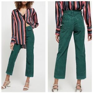 Free People Straight Leg Green Corduroy Pants 32